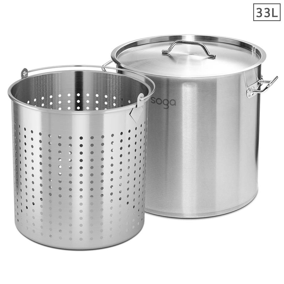 SOGA 33L 18/10 Stainless Steel Stockpot 