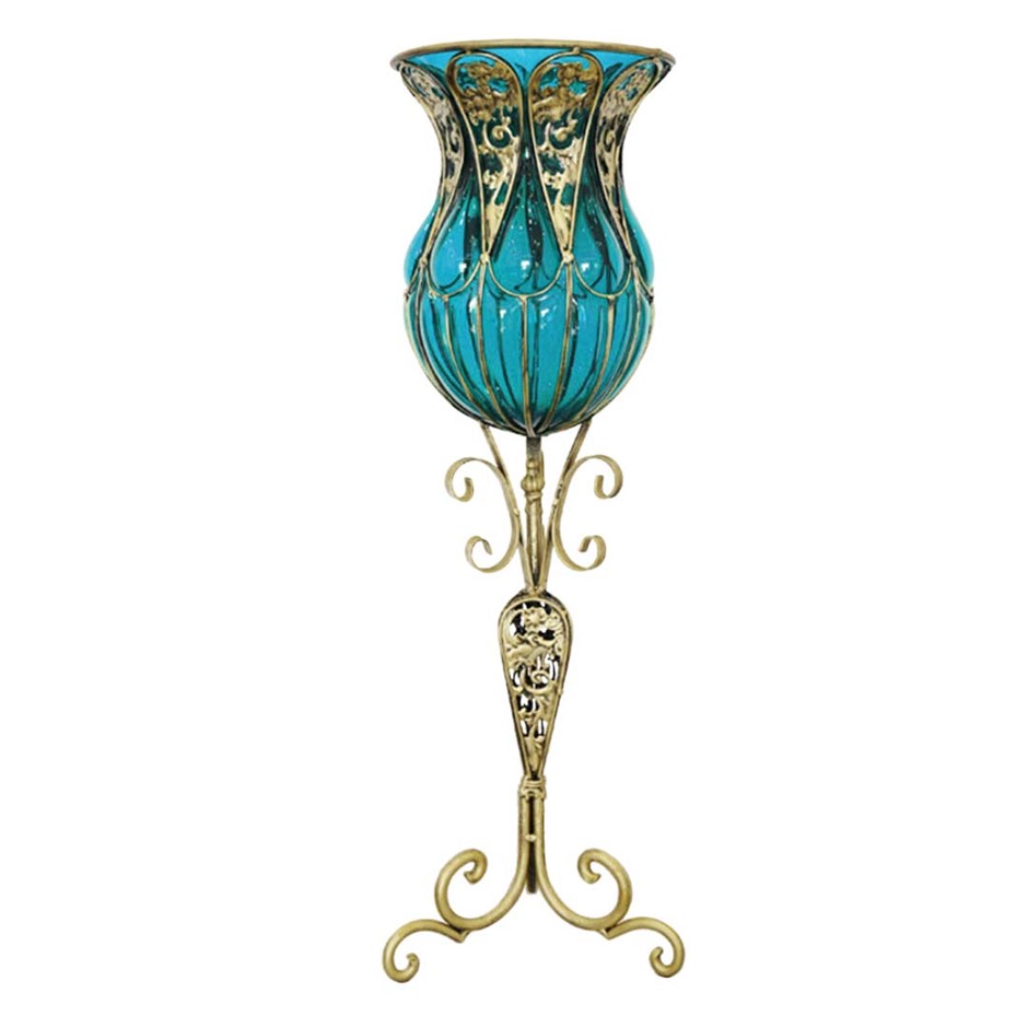 SOGA 85cm Blue Glass Floor Vase with Tal