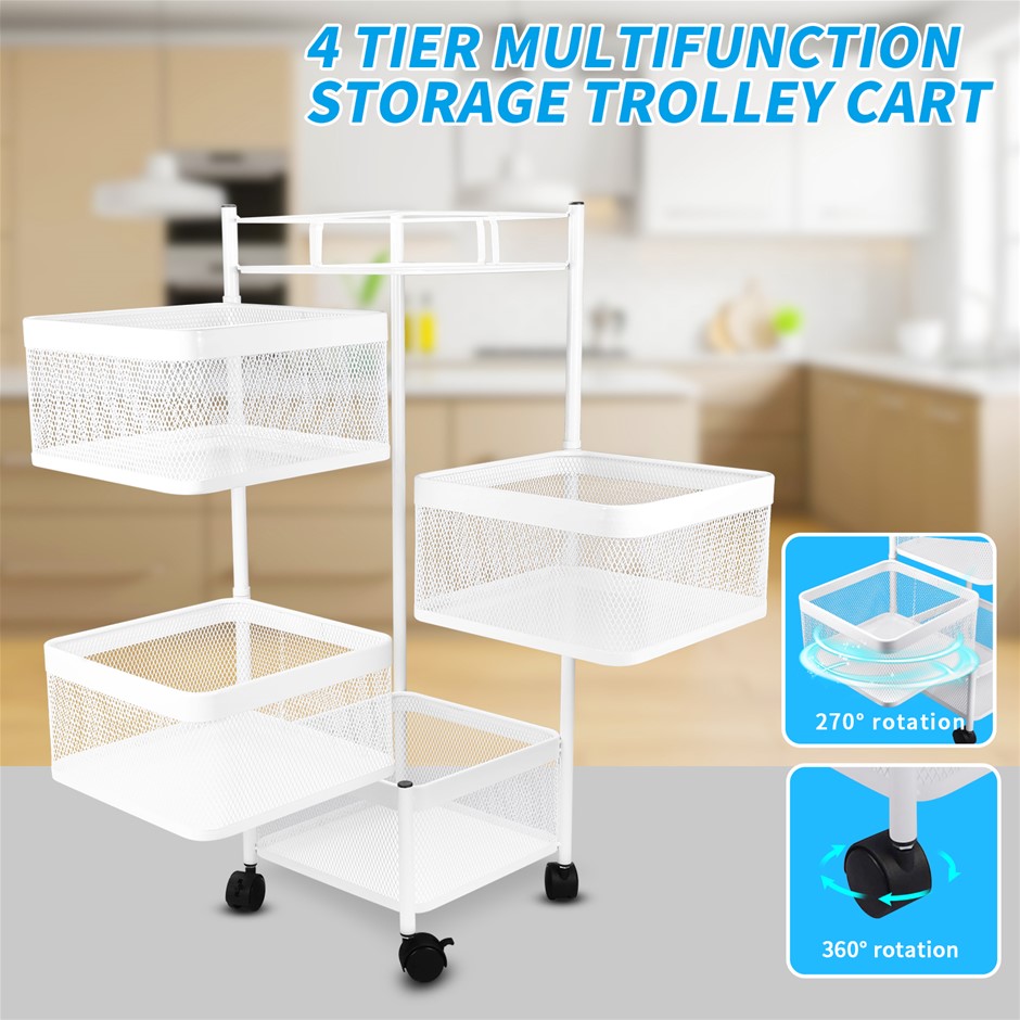 4 Tier Kitchen Trolley Cart Storage Rack