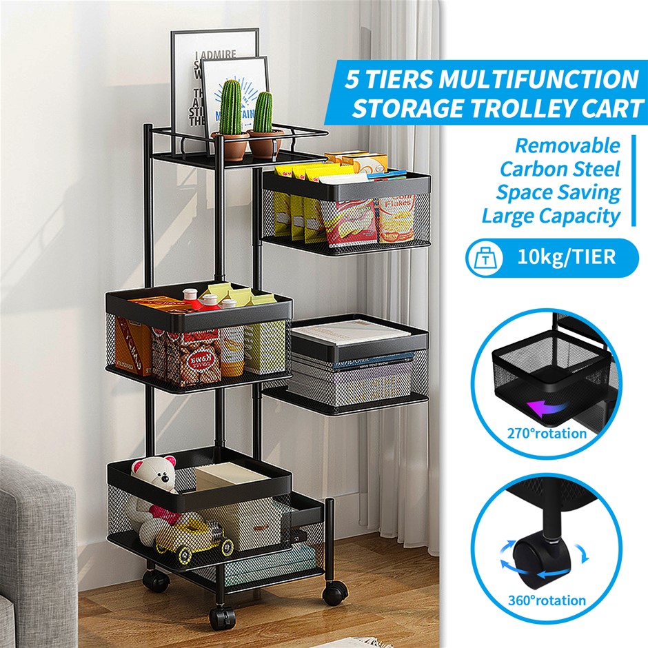 5 Tier Kitchen Trolley Cart Storage Rack