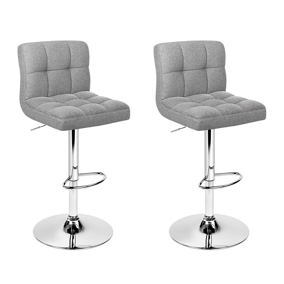 Artiss Set of 2 Fabric Bar Stools - Grey
