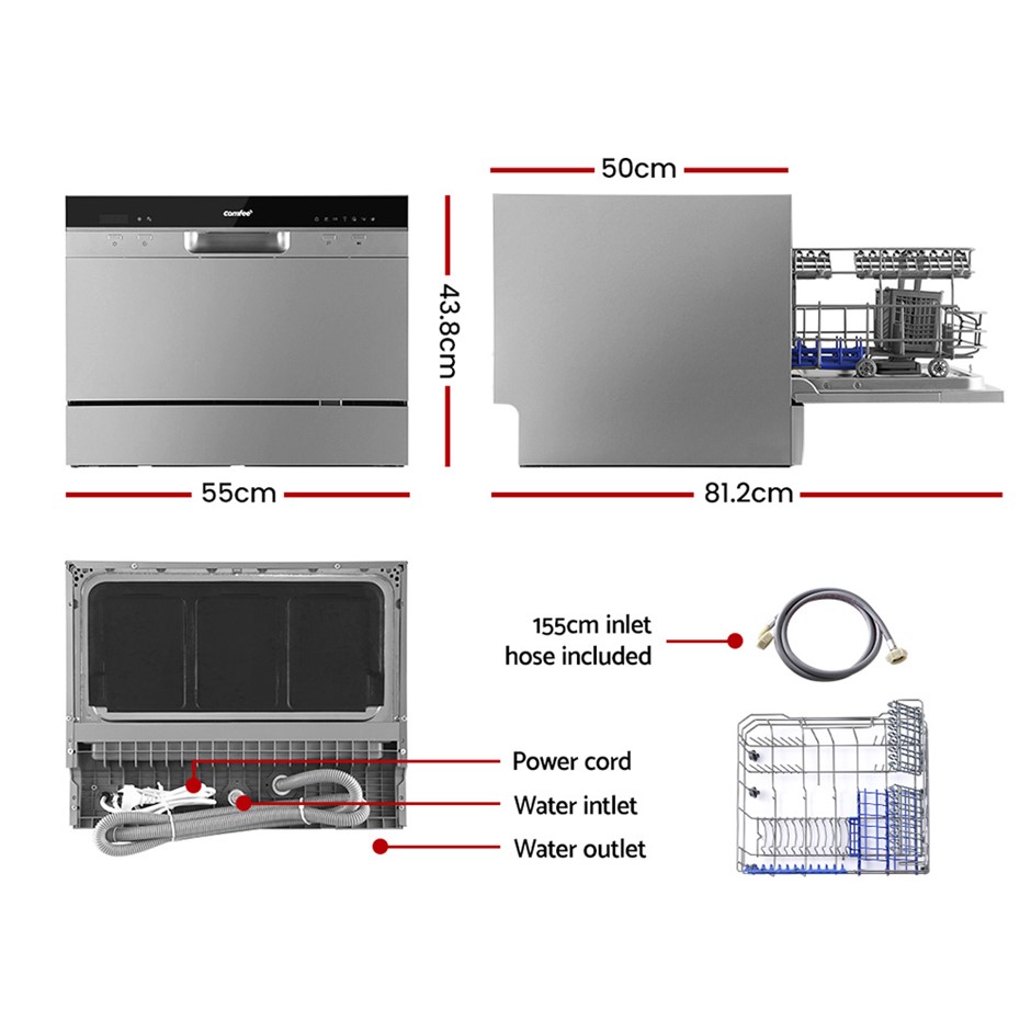 Buy Comfee Benchtop Dishwasher 6 Place Setting Freestanding Grays