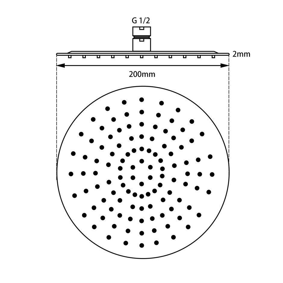 Super-slim Round Black Rainfall Shower H