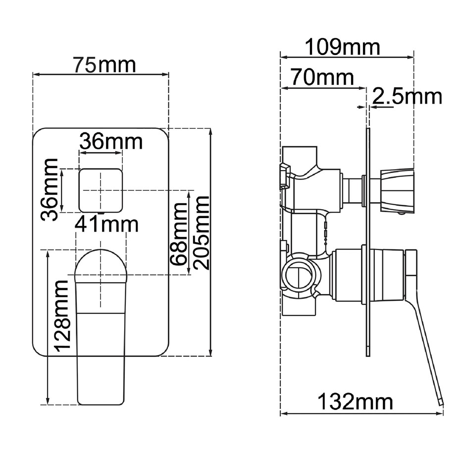RUSHY Series Square Brushed Gun Metal Gr