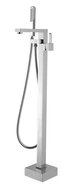 Square Brushed Nickel Freestanding Bath 