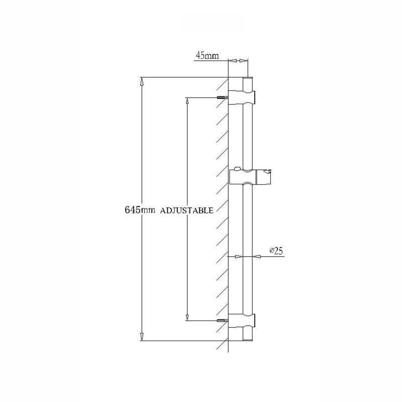 Round Black Adjustable Shower Rail with 