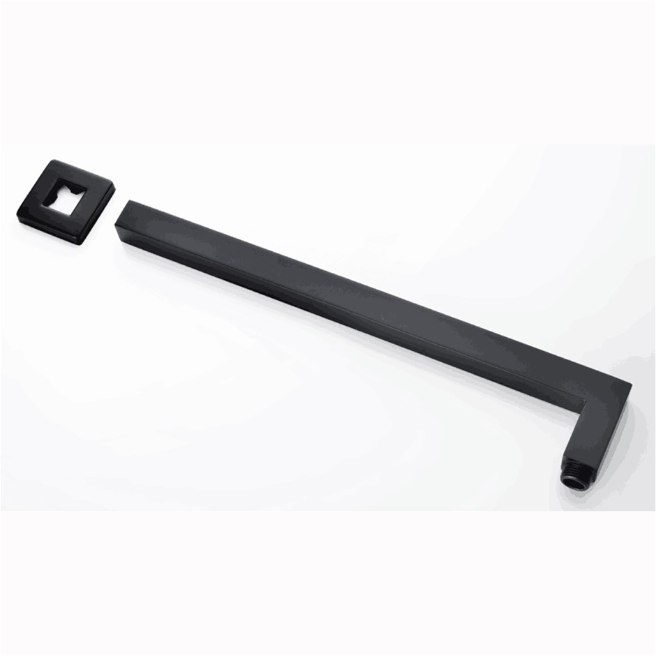 Square Black Wall Mounted Shower Arm 400