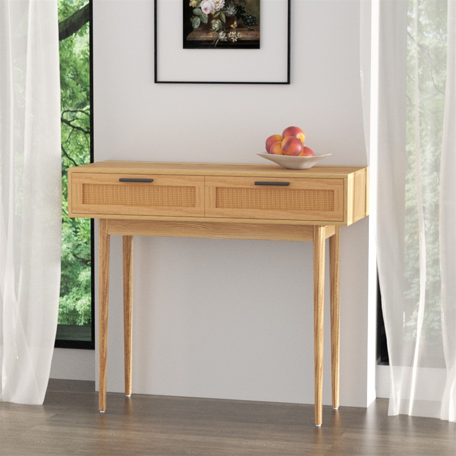 Artiss Rattan Console Table Drawer Stora