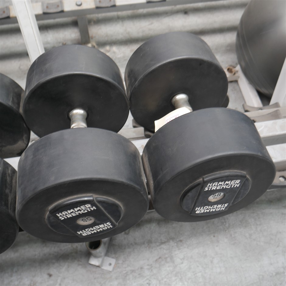 Hammer Strength Dumbbells, 58kg Pair Auction (0022-3022512) | Grays ...