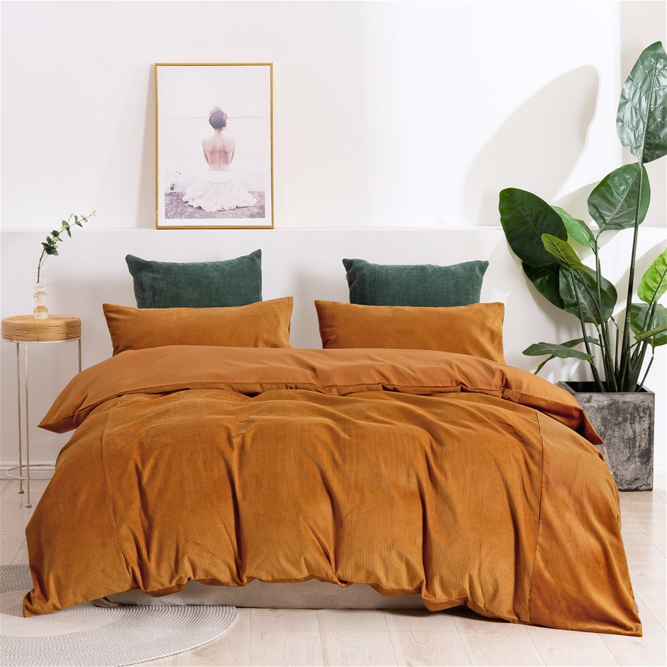 Dreamaker Corduroy Quilt Cover Set Queen