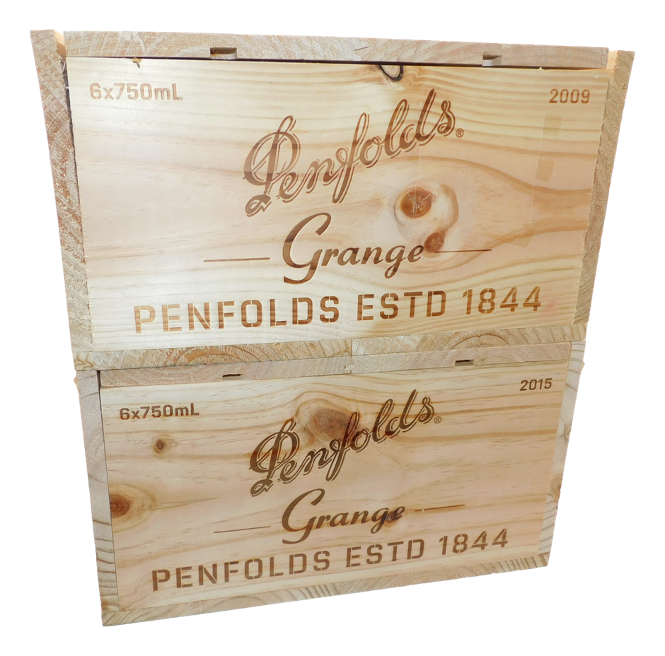 Pack of Assorted Empty Penfolds Grange Wooden Boxes (2 x Boxes) Auction