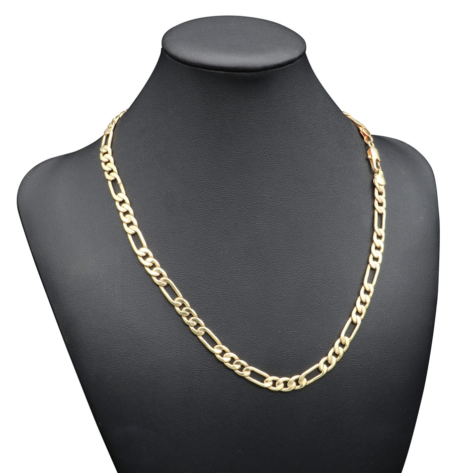 18ct Yellow Gold Plated Figaro Chain Necklace - 18