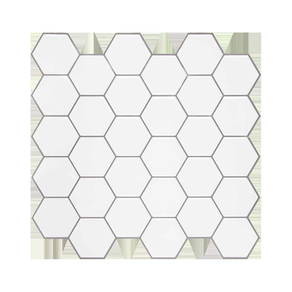 Buy Tiles 3D Peel and Stick Wall Tile Hexagon White (30cm x 30cm x 10 sheets) Grays Australia