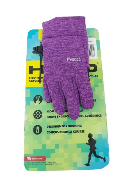 2 Pairs x HEAD Kids' Sensatec Touchscreen Gloves, Size M (6-10), Purple. B