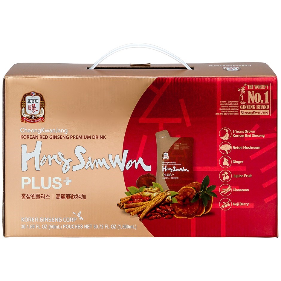 29 x CHEONG KWAN JANG Hong Sam Won Plus Korean Red Ginseng Tea Pouch, 50mL.