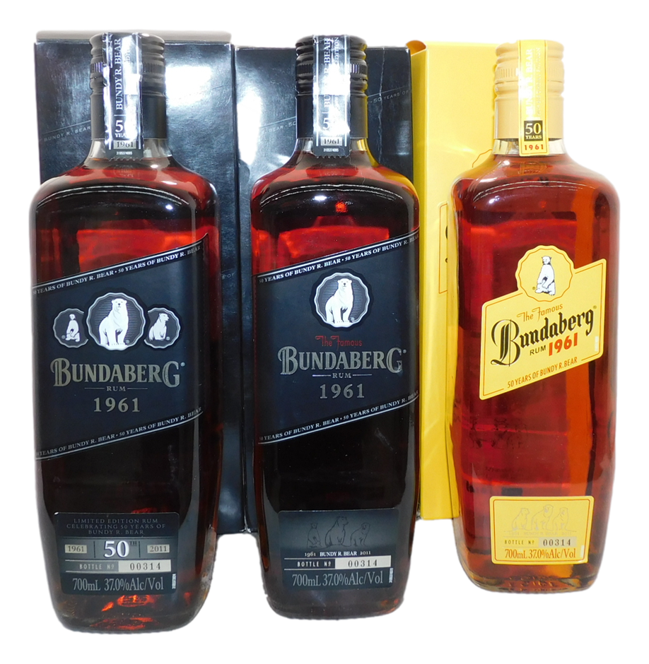 Pack of Assorted Bundaberg Rum 1961 BN314 (3 x 700mL) Auction (0009
