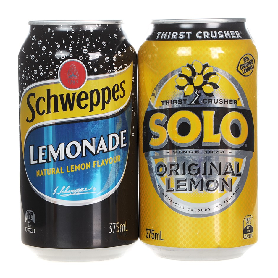 90 x SOLO Thirst Crusher 375ml & 64 x SCHWEPPES Lemonade 375ml. Auction ...