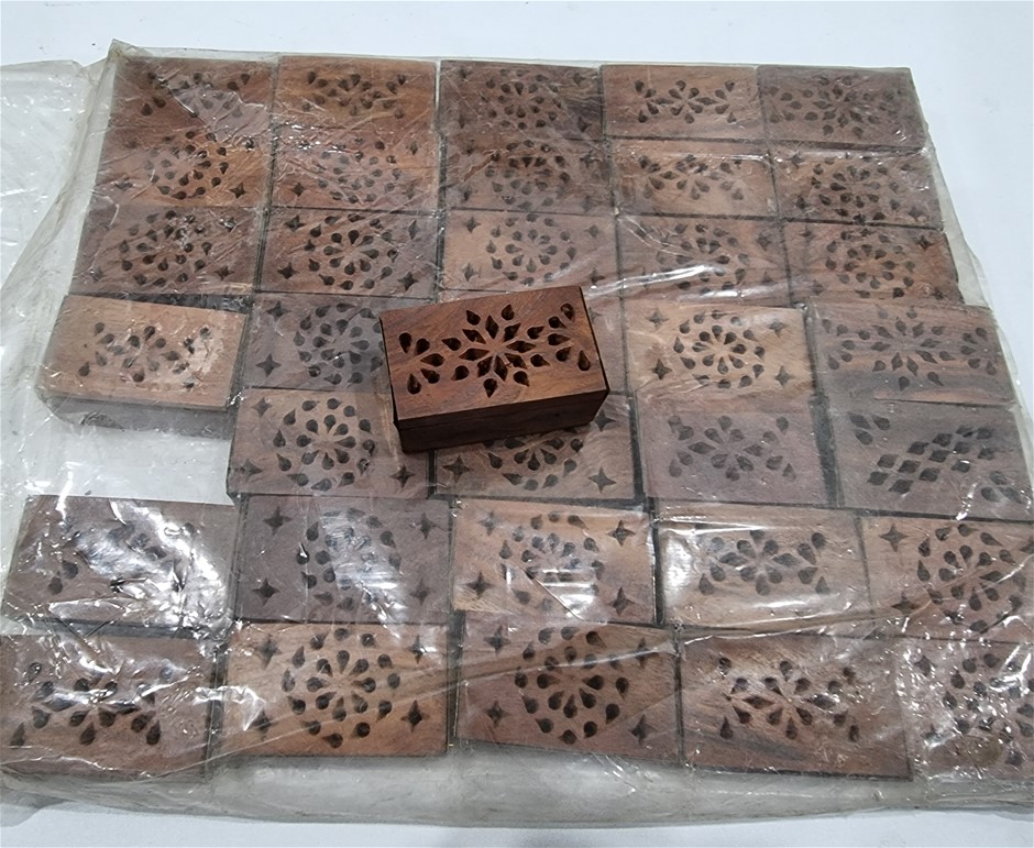35 small hand made sandal wood boxes with brass Auction (0025-2186552 ...
