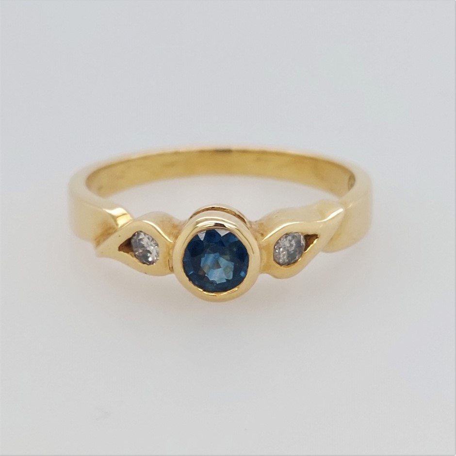 18CT Y/G Sapphire & Diamond & Dress Ring Auction (0023-2548622) | Grays ...