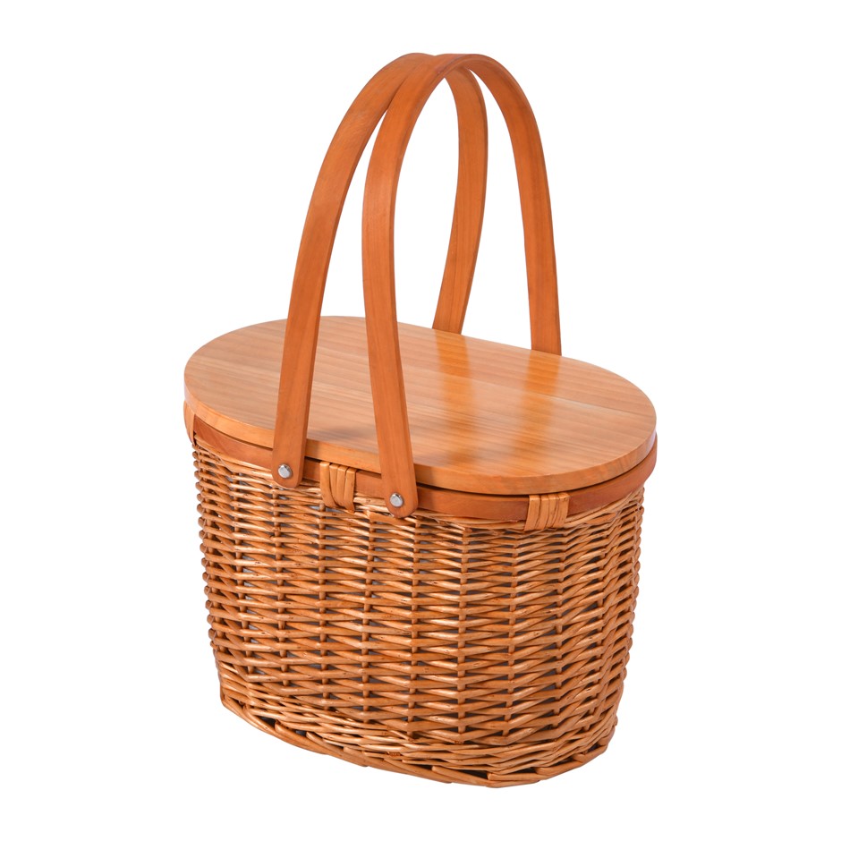Vibes Yarra Oval Wicker Picnic Basket wi