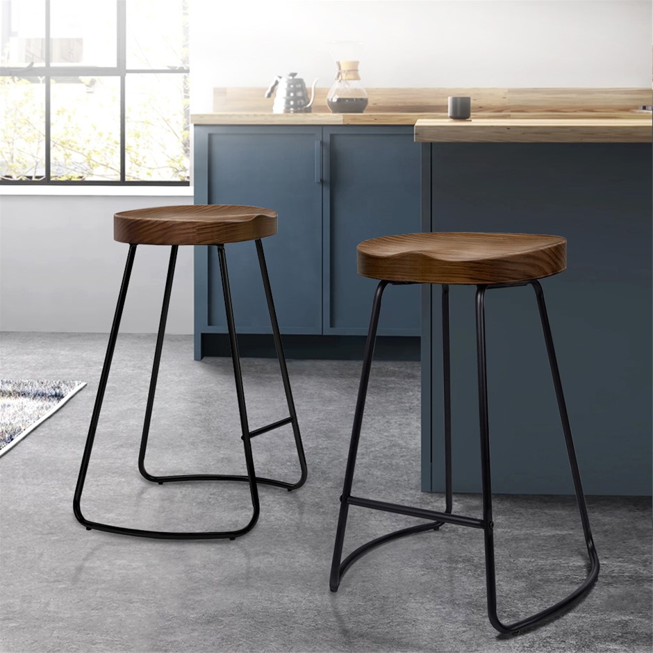 Bar Stools 2x 65cm Tractor Kitchen Woode