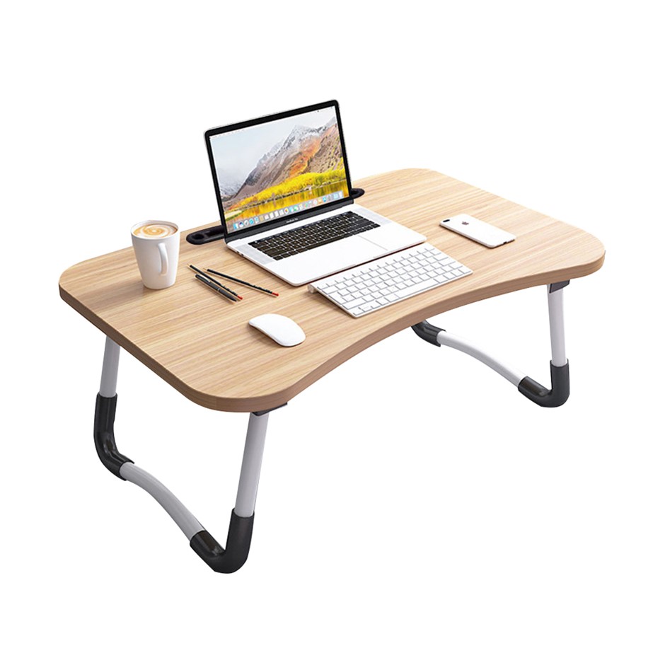 SOGA 2X Walnut Portable Bed Table Adjust