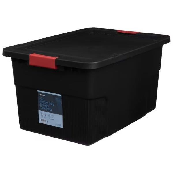 J.Burrows 100L Heavy Duty Storage Containers Clip on Lid Black Auction ...