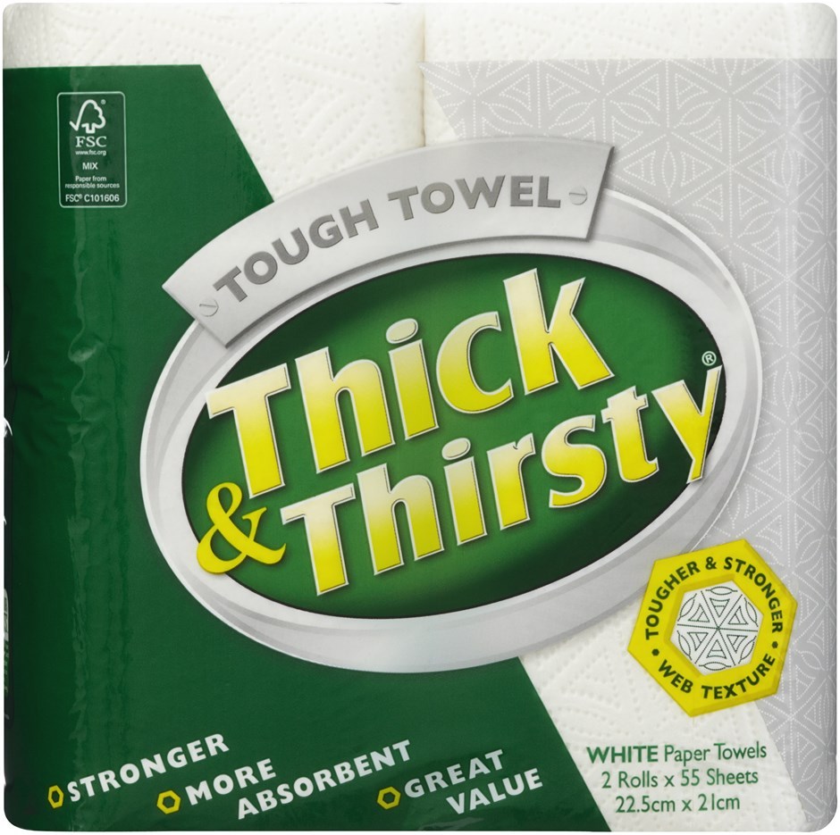 6 x Thick N Thirsty Pk2 White Paper Towe