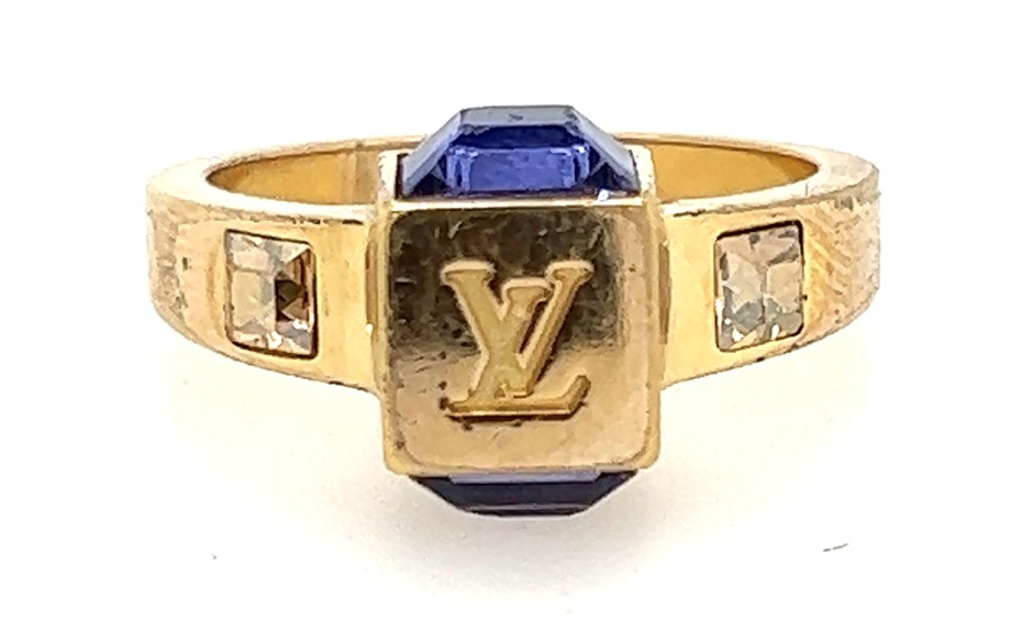 Louis Vuitton Gamble Crystal Gold Tone Ring M Louis Vuitton