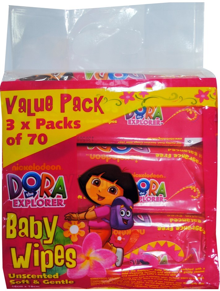 8 x Dora The Explorer Pk3 X 70 Baby Wipe