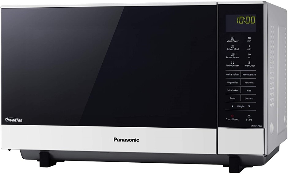 PANASONIC 27L Flatbed Inverter Microwave Oven, White, Model NN