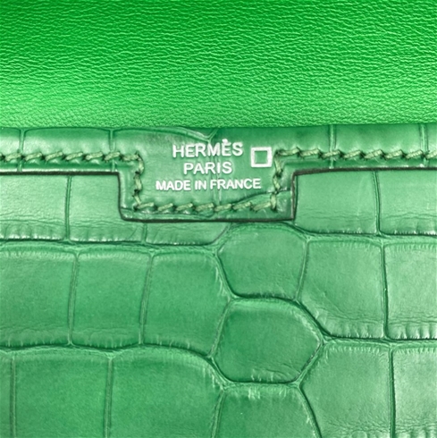 Hermes Jige Duo Wallet / Clutch Vanille Matte Alligator New