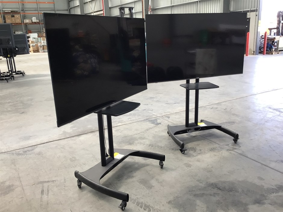 2 x Hisense 65R6 Televisions on Portable Stands Auction (00193023820