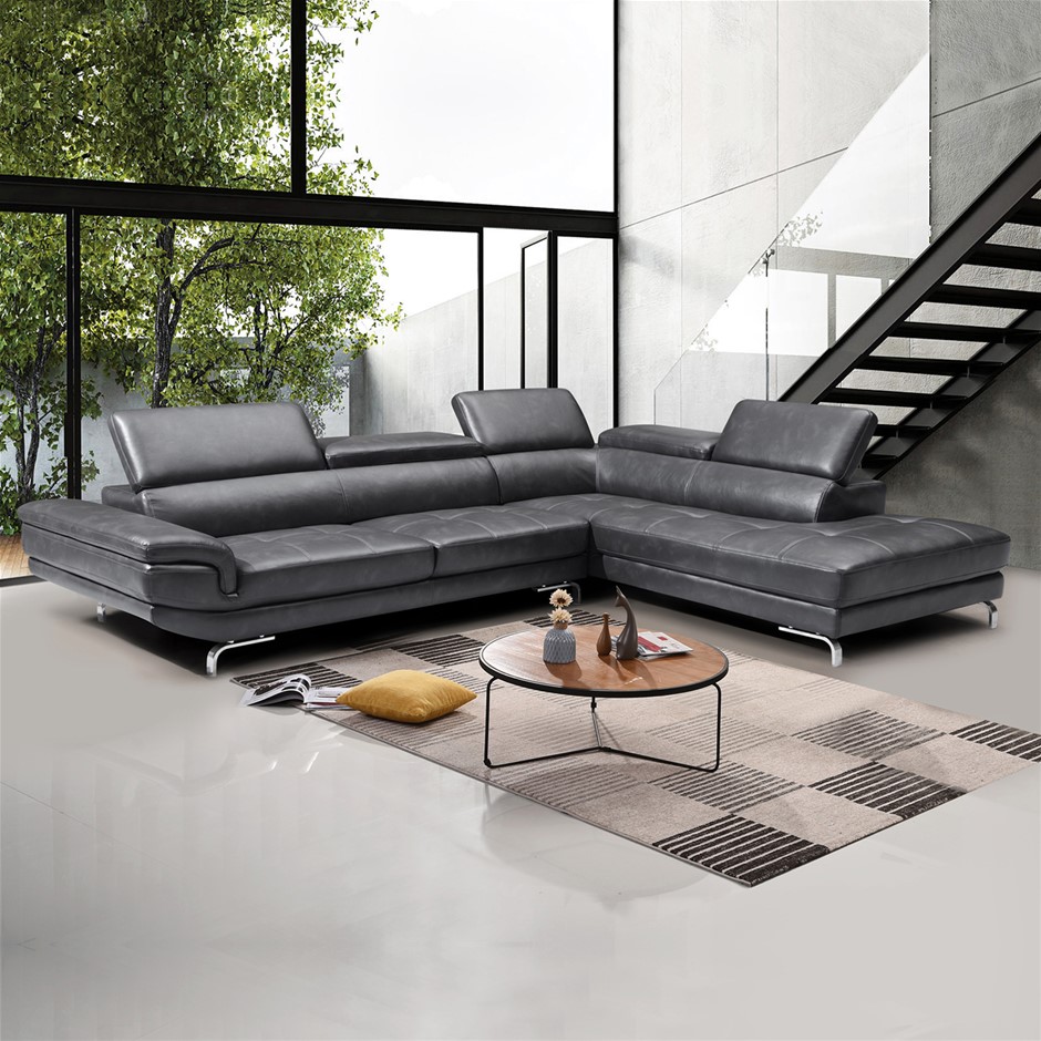 5 Seater Lounge Set Grey Colour Leathere