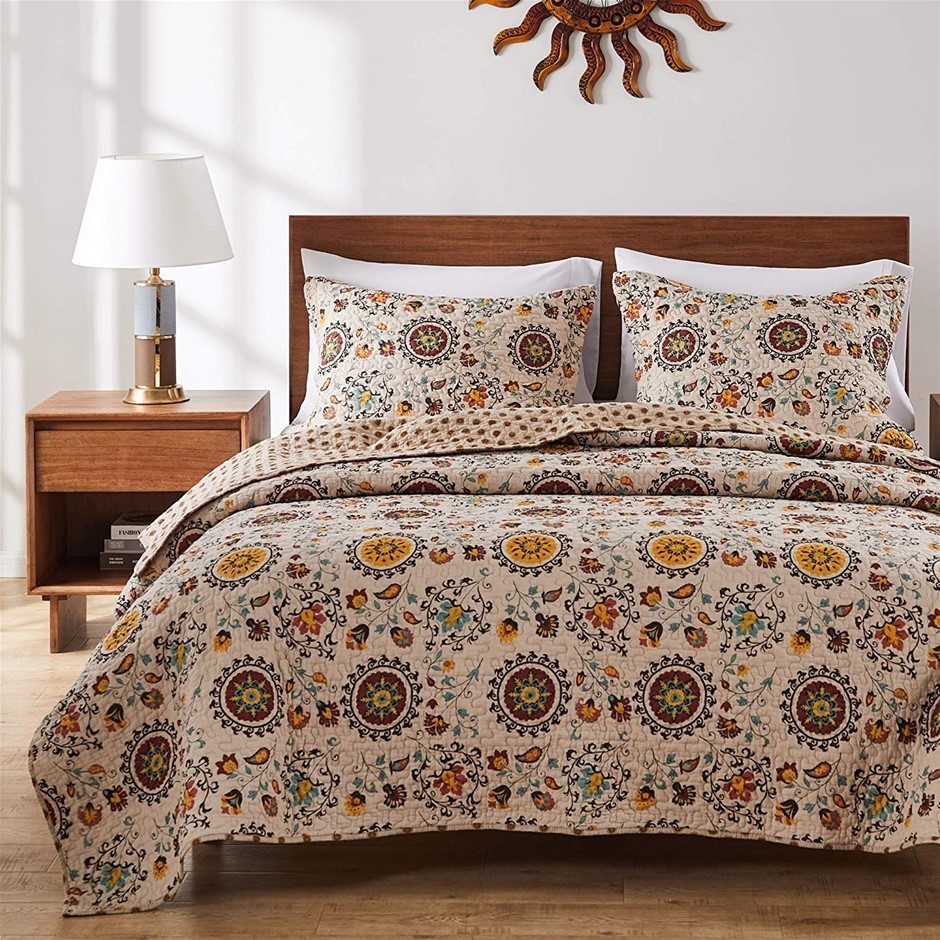 GREENLAND HOME FASHIONS Andorra Quilt Set, Multicolor, Full/Queen.