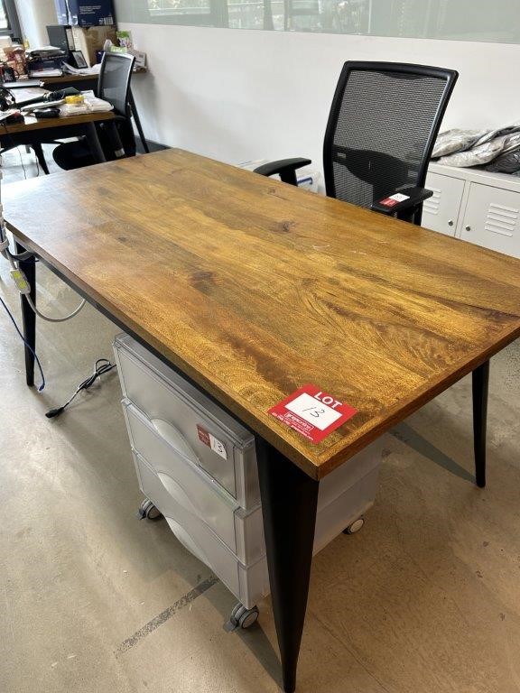 Solid Timber Desk/Table with Metal Legs Auction (00135051496) Grays
