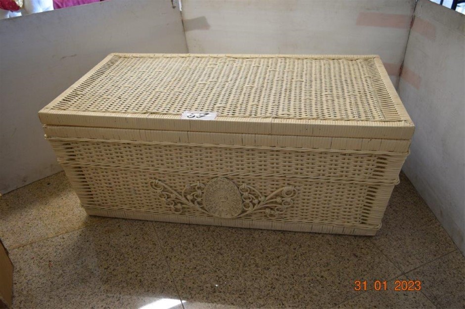 Cane/Raffia Ornamental Chest Auction (0059-9038516) | Grays Australia