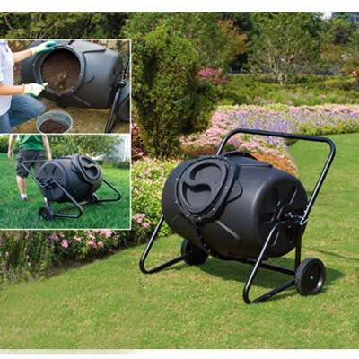190L Compost Tumbler Bin with Wheels - B
