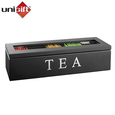 UniGift 5 Compartment Wood Tea Storage B