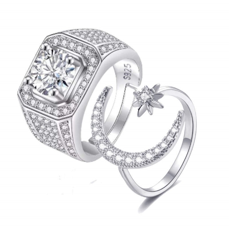18k White Gold Plated 1.00carat Simulated Diamond Double Adjustable