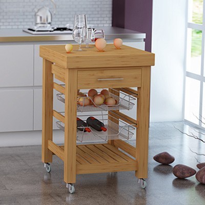 Bamboo Kitchen Trolley - 60cm x 59.5cm x
