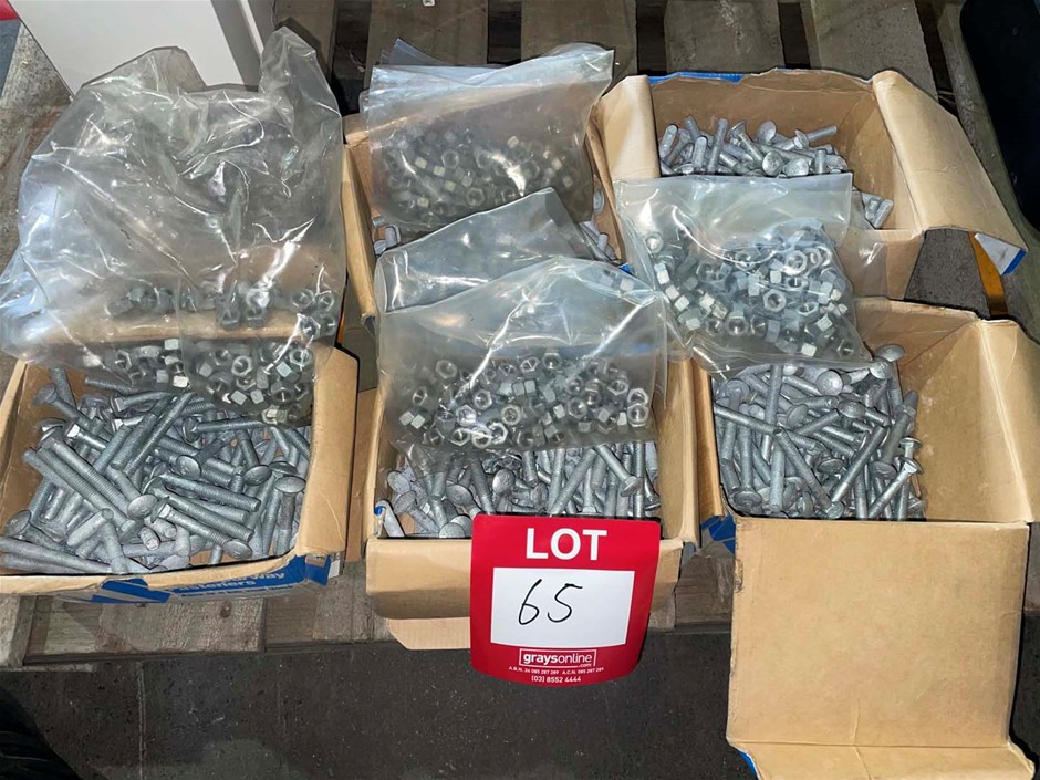 Qty Gal Coach Bolts & Nuts, M8x70mm