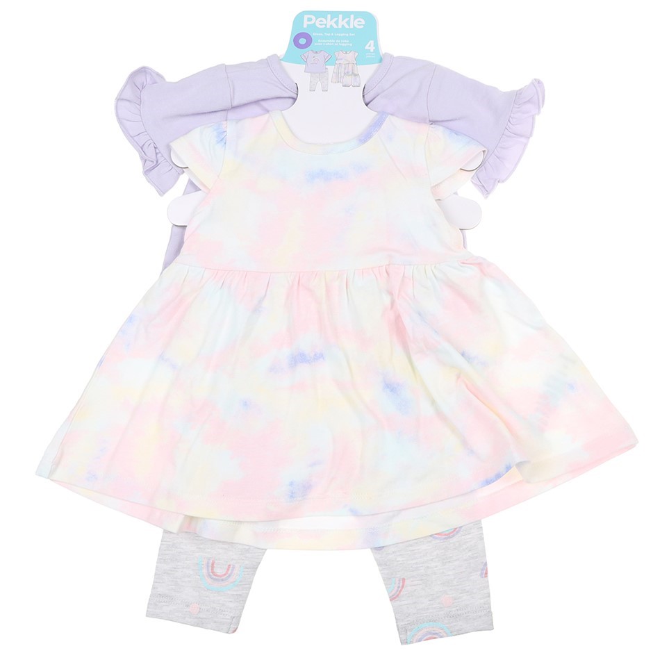 3 x PEKKLE Baby's 4pc Clothing, Size 6m, Rainbow. Buyers Note - Discount F