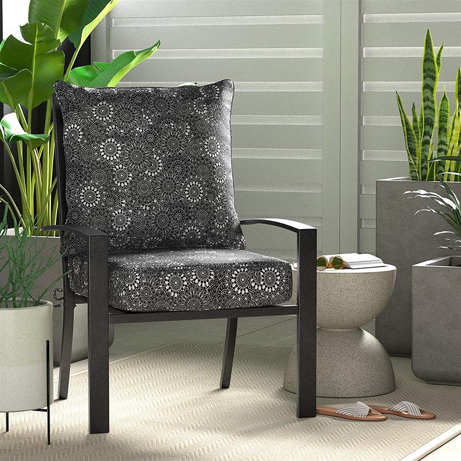 AMAZON BASICS Deep Seat Patio Seat and Back Cushion Set, Colour: Black Flor