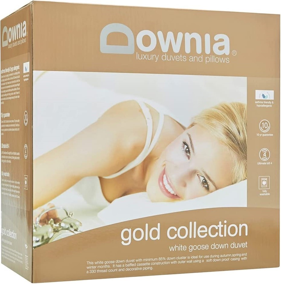 DOWNIA Gold Collection White Goose Down Duvet, White, Double.