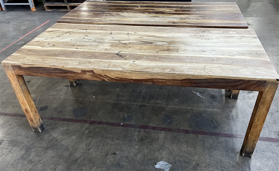 Qty 2 x Timber Stained Tables Auction (0022-5052907) | Grays Australia