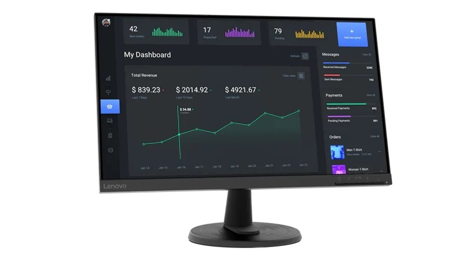 Lenovo D24-40 23.8-inch LED Backlit LCD Monitor, Raven Black Auction ...