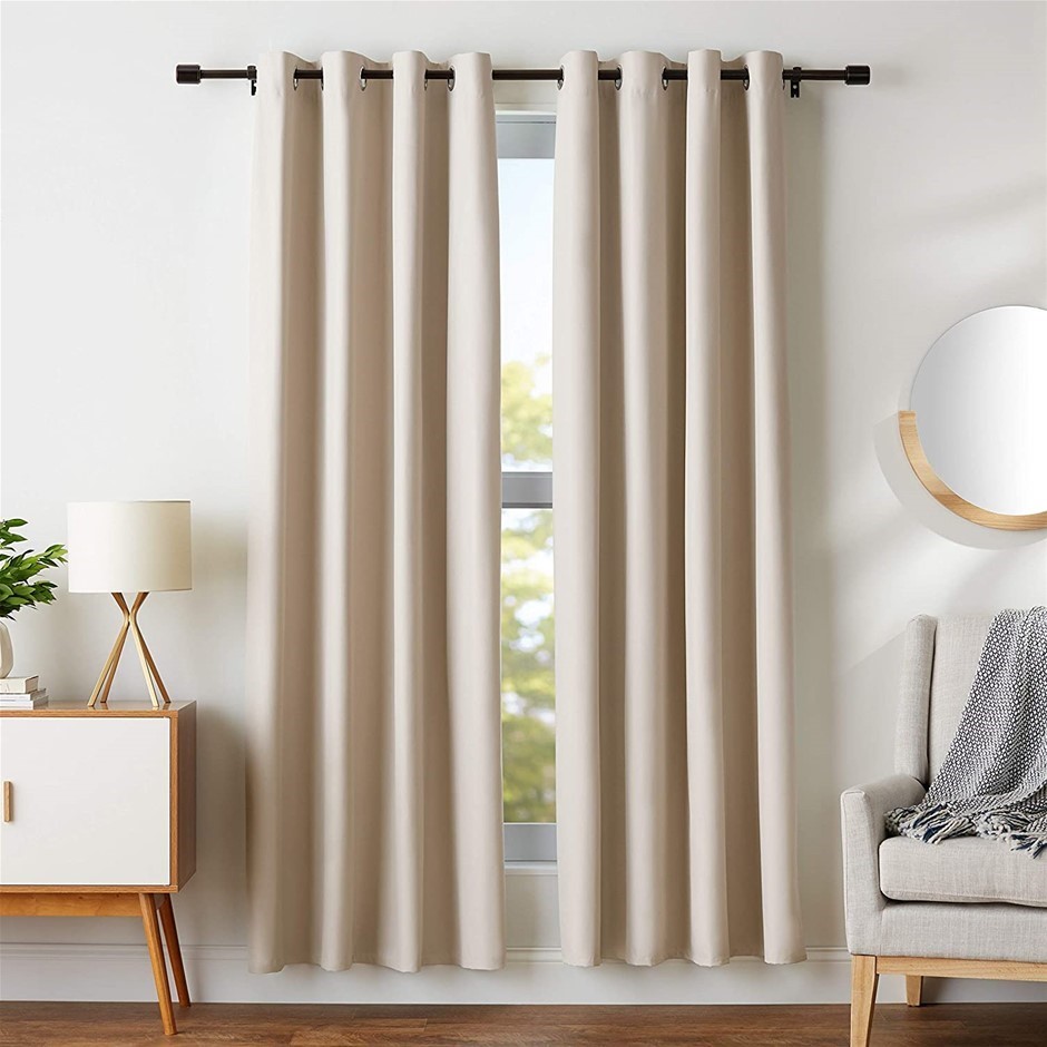 AMAZON BASICS Room Darkening Blackout Window Curtains with Grommets, 52 x 8