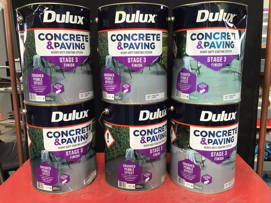 6 x Assorted 10 Litre Tins of Dulux Concrete & Paving Paint Auction ...