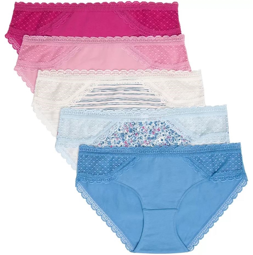 4 x IT.SE.BIT.SE Women's 5pk Lace Inset Stretch Bikini Underwear